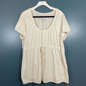 Sleep Happy Women’s Cream Empire Waist Short Sleeve Pajama Top Size 3X